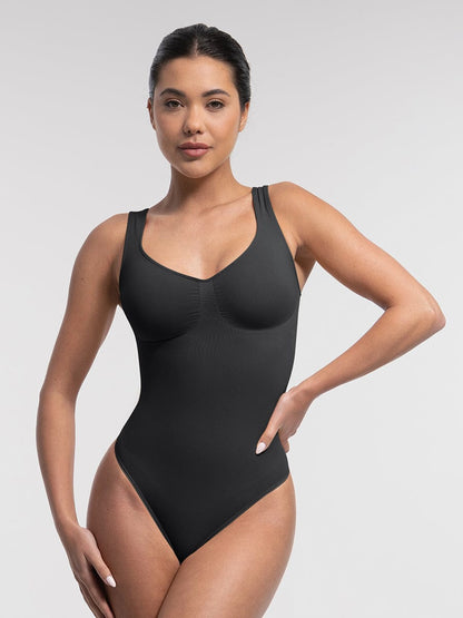 Seamless Sculpt Diamond-Neck Thong Bodysuit