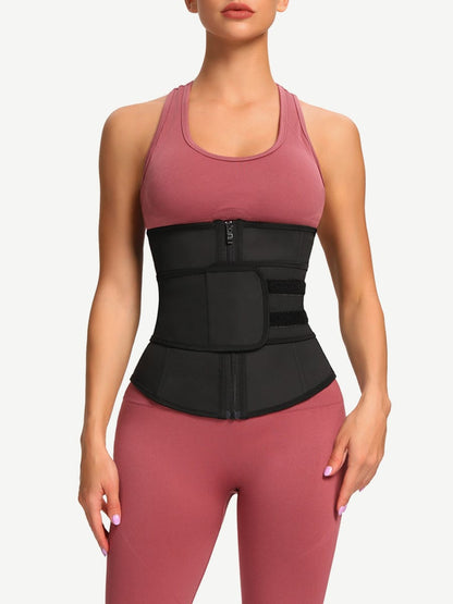 7-Bone Zip Sculpt Latex Waist Trainer