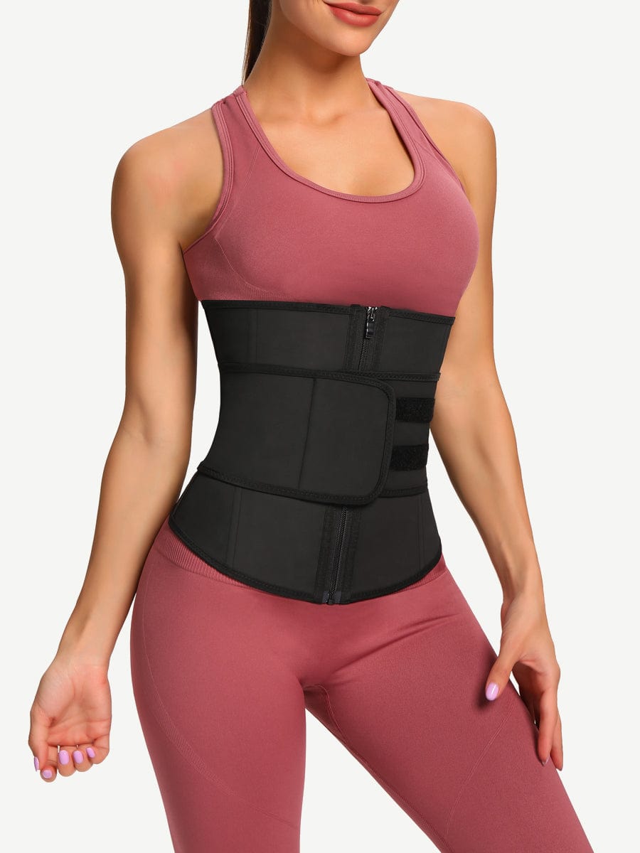 7-Bone Zip Sculpt Latex Waist Trainer