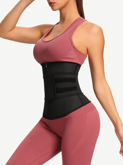 7-Bone Zip Sculpt Latex Waist Trainer