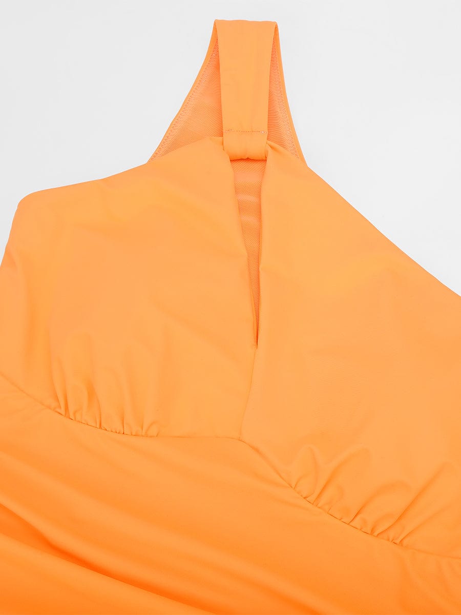 One-Shoulder Ruched Sculpt One-Piece Swimsuit