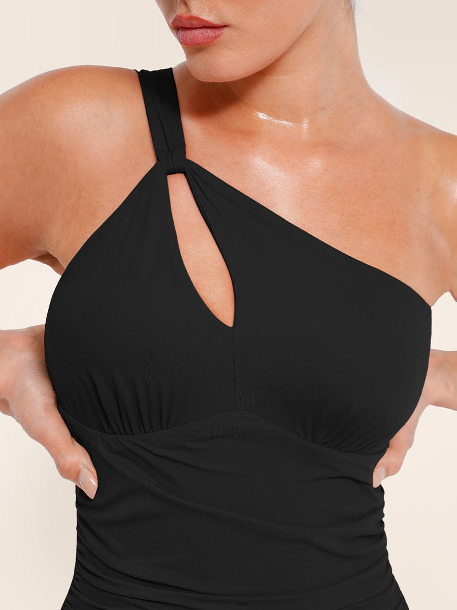 One-Shoulder Ruched Sculpt One-Piece Swimsuit