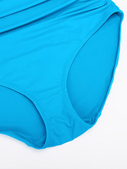 Ruffled Sculpt V-Neck Lace-Up One-Piece