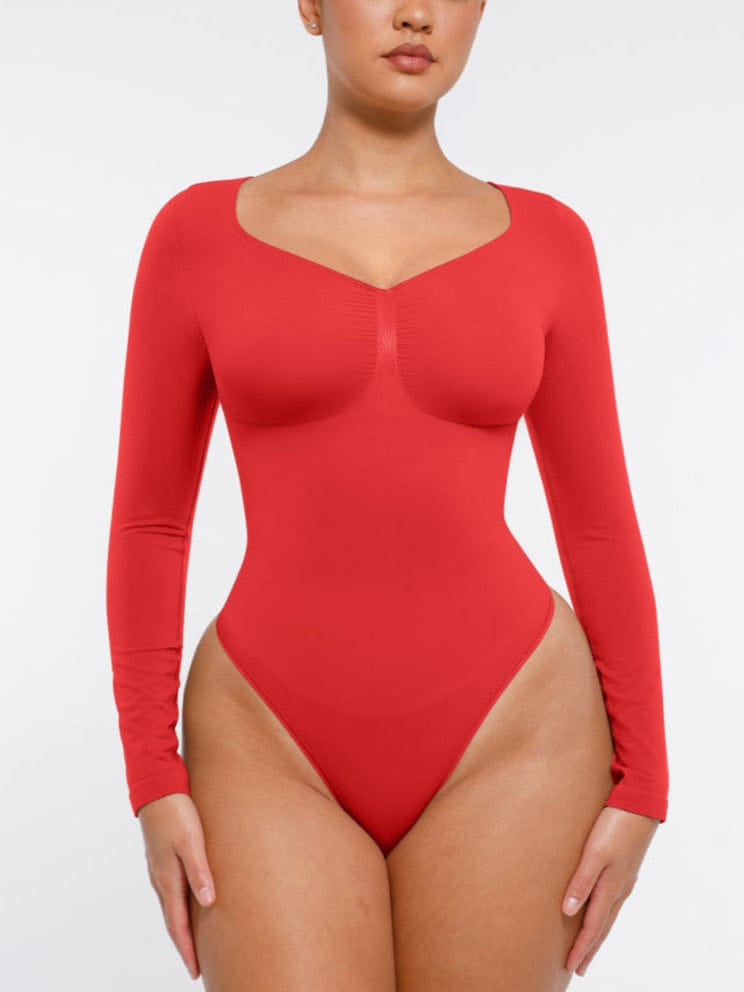 Diamond-Neck Sculpt Thong Bodysuit
