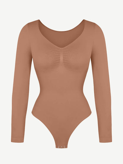 Diamond-Neck Sculpt Thong Bodysuit