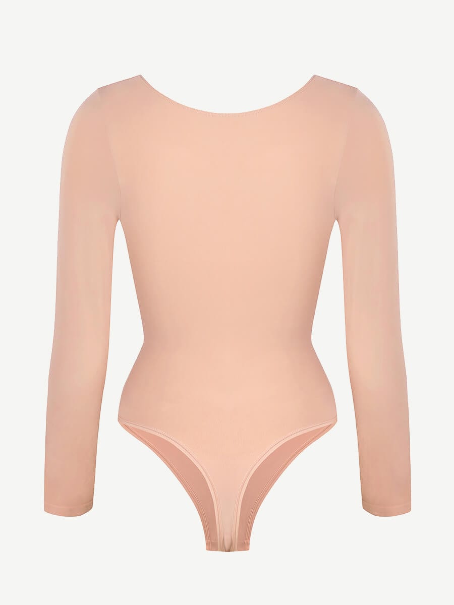 Diamond-Neck Sculpt Thong Bodysuit