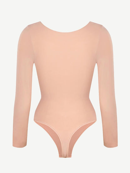 Diamond-Neck Sculpt Thong Bodysuit