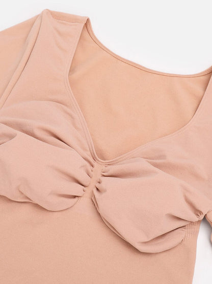 Diamond-Neck Sculpt Thong Bodysuit