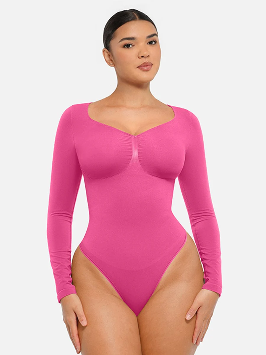 Diamond-Neck Sculpt Thong Bodysuit