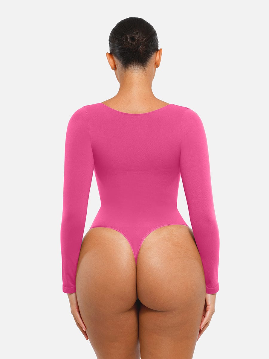 Diamond-Neck Sculpt Thong Bodysuit