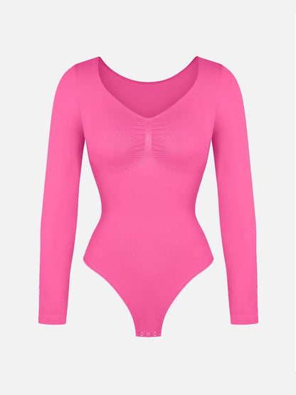 Diamond-Neck Sculpt Thong Bodysuit
