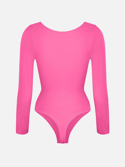 Diamond-Neck Sculpt Thong Bodysuit