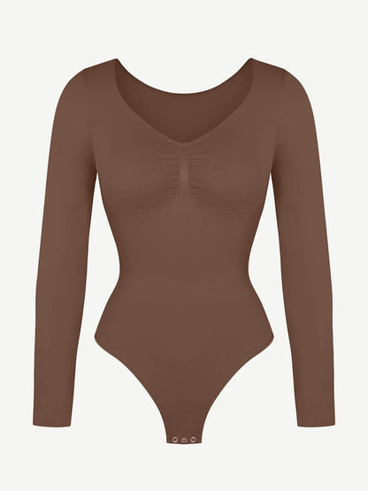 Diamond-Neck Sculpt Thong Bodysuit