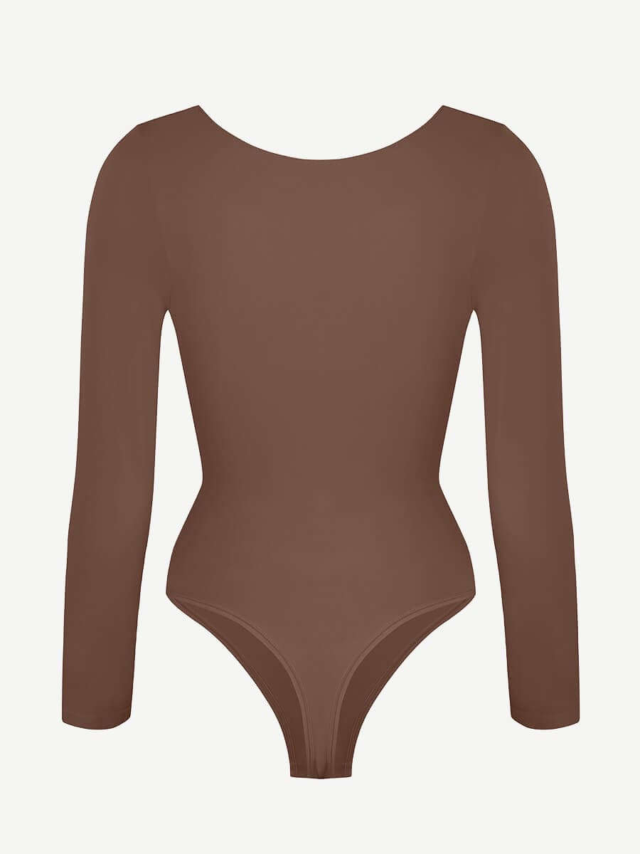 Diamond-Neck Sculpt Thong Bodysuit