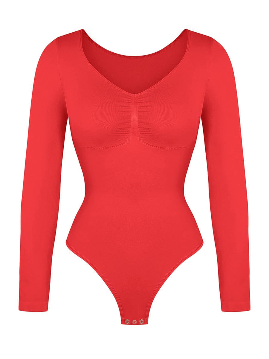 Diamond-Neck Sculpt Thong Bodysuit