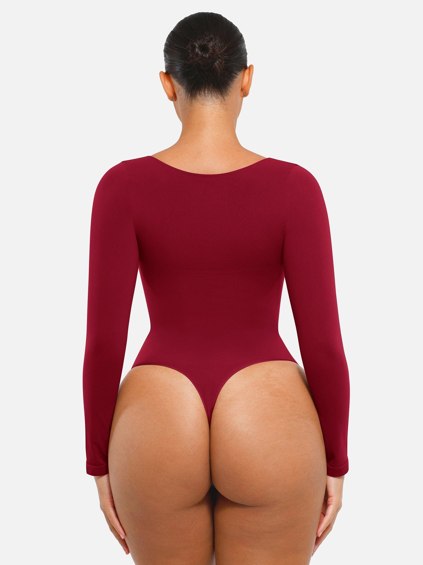Diamond-Neck Sculpt Thong Bodysuit