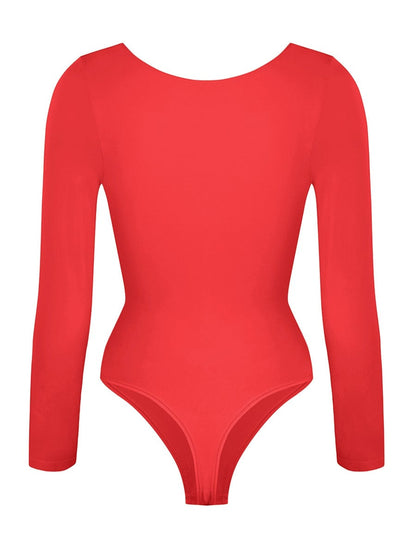 Diamond-Neck Sculpt Thong Bodysuit