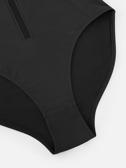 Zip Sculpt Square-Neck One-Piece Swimsuit