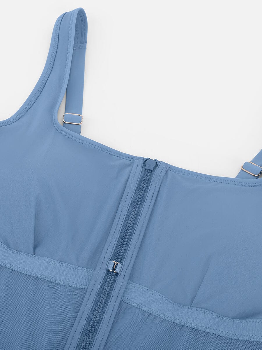 Zip Sculpt Square-Neck One-Piece Swimsuit