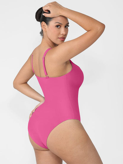 Zip Sculpt Square-Neck One-Piece Swimsuit