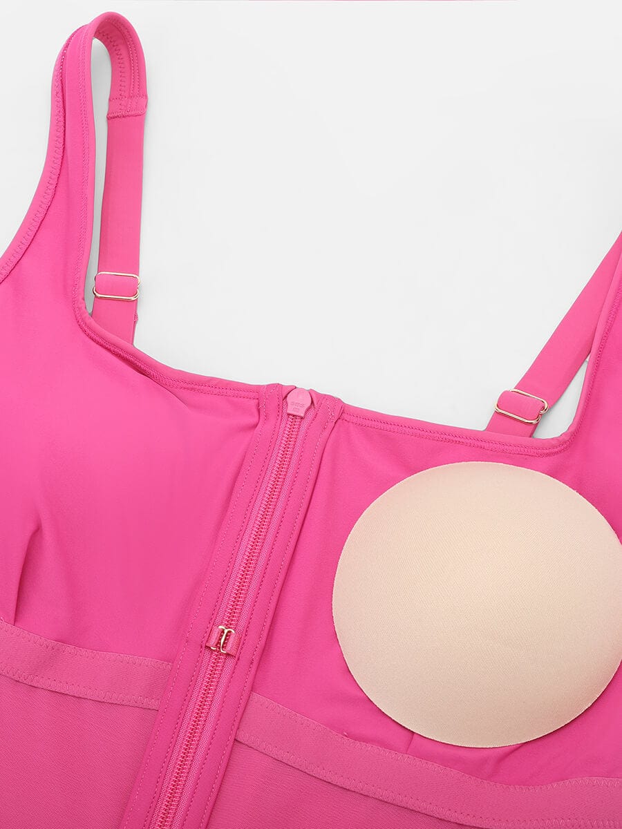 Zip Sculpt Square-Neck One-Piece Swimsuit