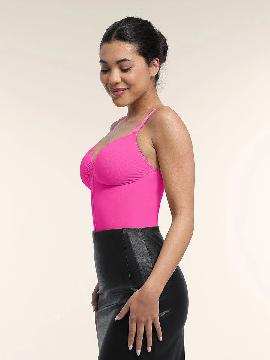 Wholesale Seamless Plunge Chest Support Bodysuit with Clips Inside