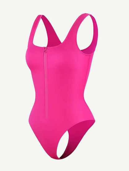 Zip Sculpt High-Leg One-Piece Swimsuit